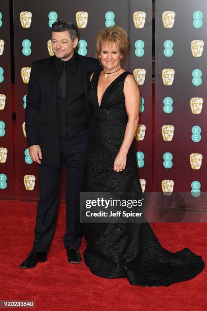 Andy Serkis and Lorraine Ashbourne attend the EE British Academy Film Awards held at Royal Albert Hall on February 18, 2018 in London, England.