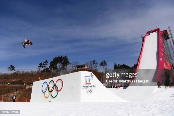 Hailey Langland of the United States competes during the Snowboard Ladies' Big Air Qualification on day 10 of the PyeongChang 2018 Winter Olympic...