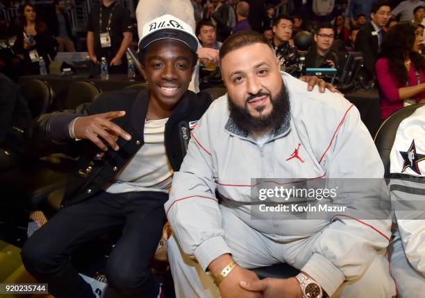 Caleb McLaughlin and DJ Khaled attend the 67th NBA All-Star Game: Team LeBron Vs. Team Stephen at Staples Center on February 18, 2018 in Los Angeles,...