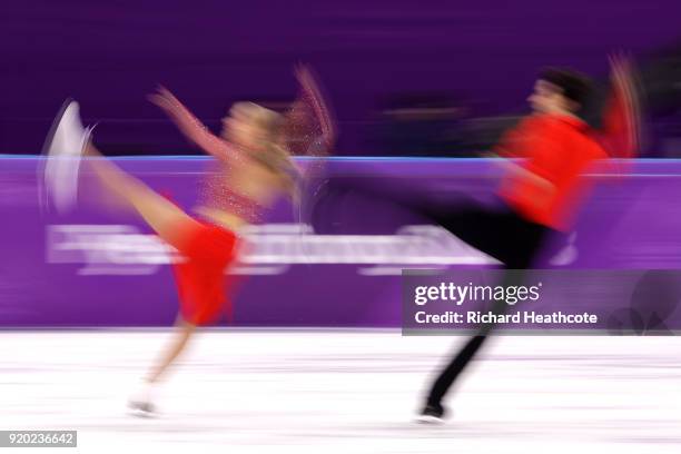 Kaitlyn Weaver and Andrew Poje of Canada compete during the Figure Skating Ice Dance Short Dance on day 10 of the PyeongChang 2018 Winter Olympic...