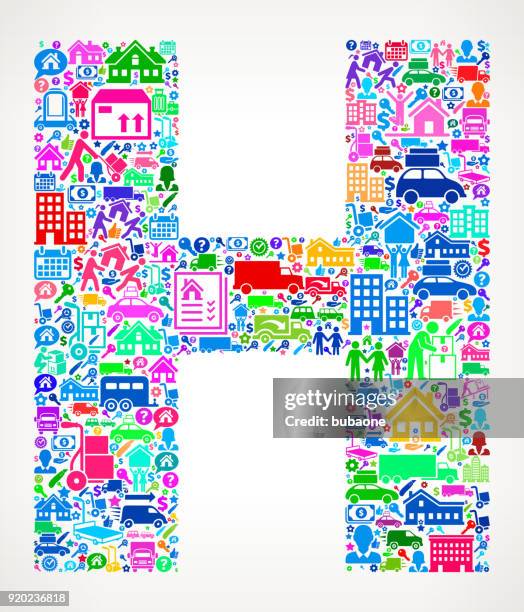 letter h moving and relocation vector icon pattern - movers packing stock illustrations