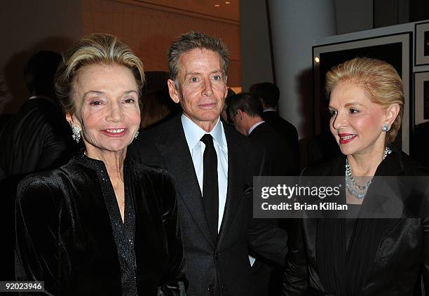 Lee Radziwill, Calvin Klein and Carolina Herrera attend the 2009 Golden Heart awards at the IAC Building on October 19, 2009 in New York City.