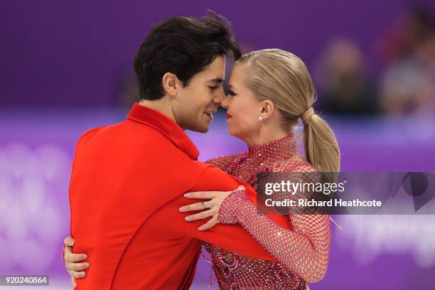 Kaitlyn Weaver and Andrew Poje of Canada compete during the Figure Skating Ice Dance Short Dance on day 10 of the PyeongChang 2018 Winter Olympic...