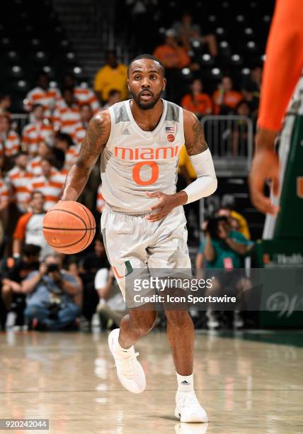 Miami guard Ja'Quan Newton plays during a college basketball game between the Syracuse University Orange and the University of Miami Hurricanes on...