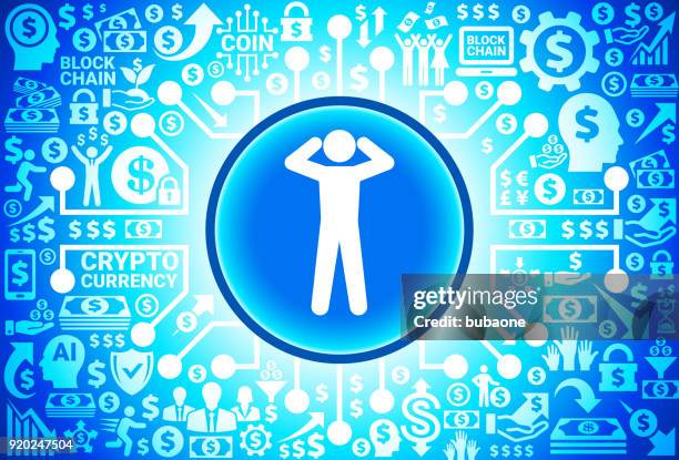 headache icon on money and cryptocurrency background - overloaded circuit stock illustrations
