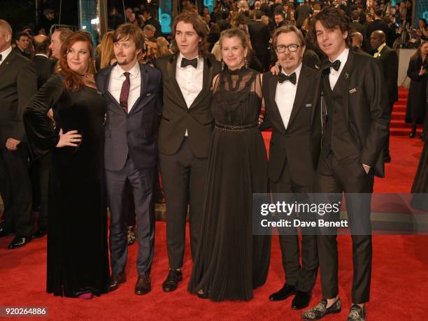 Alfie Oldman, Gulliver Oldman, Gisele Schmidt, Gary Oldman and Charlie Oldman attend the EE British Academy Film Awards held at Royal Albert Hall on...