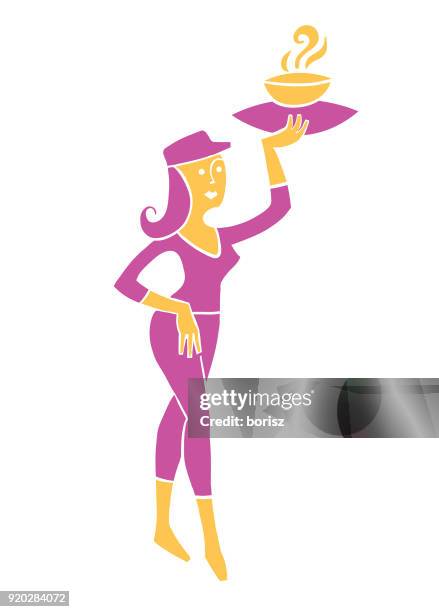 female waitress. - waitress serving stock illustrations