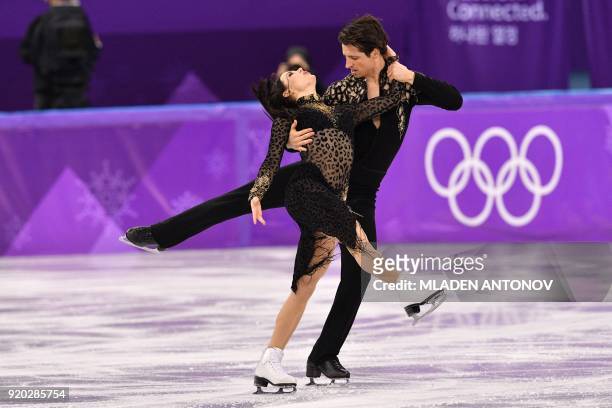 Canada's Tessa Virtue and Canada's Scott Moir compete in the ice dance short dance of the figure skating event during the Pyeongchang 2018 Winter...