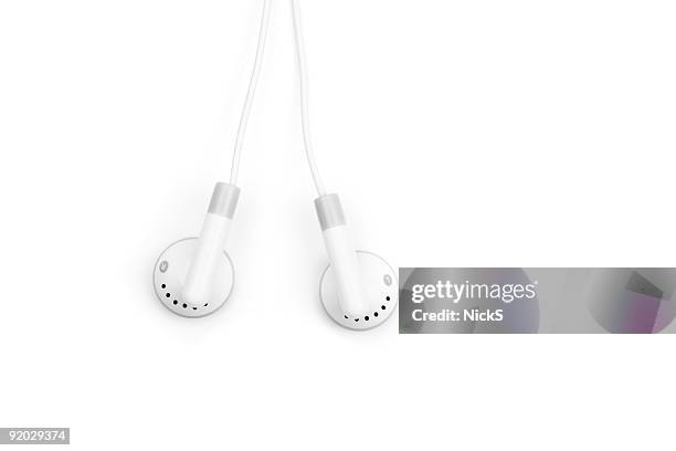 earbuds - headphones white background stock pictures, royalty-free photos & images