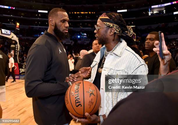 LeBron James and 2 Chainz attend the 67th NBA All-Star Game: Team LeBron Vs. Team Stephen at Staples Center on February 18, 2018 in Los Angeles,...