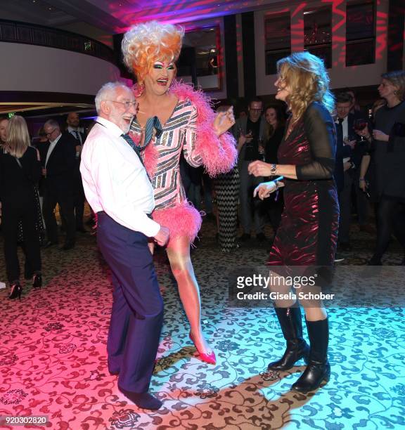 Dieter "Didi" Hallervorden and his girlfriend Christiane Zander and Olivia Jones during the Movie Meets Media "MMM" event on the occasion of the 68th...
