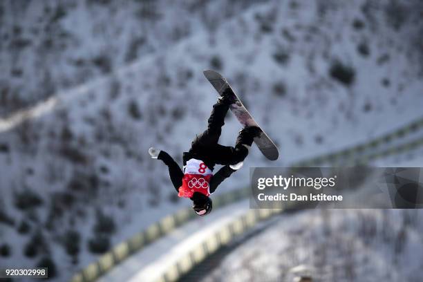 Zoi Sadowski Synnott of New Zealand during the Snowboard Ladies' Big Air Qualification on day 10 of the PyeongChang 2018 Winter Olympic Games at...