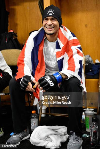 Yancy Medeiros warms up backstage during the UFC Fight Night event at Frank Erwin Center on February 18, 2018 in Austin, Texas.