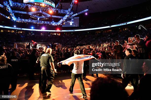 Yancy Medeiros enters the arena prior to facing Donald Cerrone during the UFC Fight Night event at Frank Erwin Center on February 18, 2018 in Austin,...