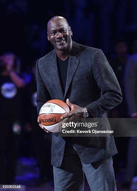 Michael Jordan attends the NBA All-Star Game 2018 at Staples Center on February 18, 2018 in Los Angeles, California.