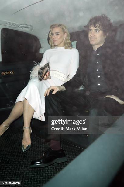 Billie Piper and Johnny Lloyd are seen at the Vogue and Tiffany & Co party at Annabel's club after attending the EE British Academy Film Awards at...