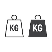 Weight symbol line and glyph icon, logistic and delivery, kilogram sign vector graphics, a linear pattern on a white background, eps 10.