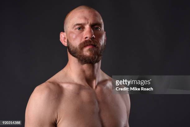 Donald Cerrone poses for a post fight portrait backstage during the UFC Fight Night event at Frank Erwin Center on February 18, 2018 in Austin, Texas.