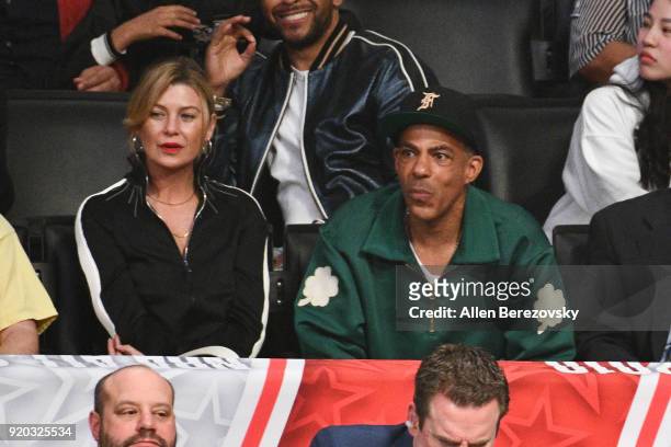 Ellen Pompeo and Chris Ivery attend The 67th NBA All-Star Game: Team LeBron Vs. Team Stephen at Staples Center on February 18, 2018 in Los Angeles,...