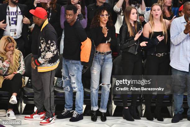 Comedian Chris Rock and actress Megalyn Echikunwoke attend The 67th NBA All-Star Game: Team LeBron Vs. Team Stephen at Staples Center on February 18,...