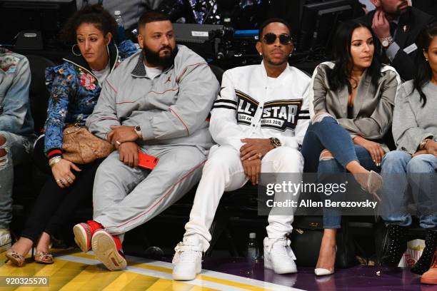 Ludacris and DJ Khaled attend The 67th NBA All-Star Game: Team LeBron Vs. Team Stephen at Staples Center on February 18, 2018 in Los Angeles,...