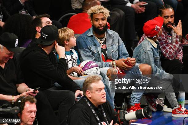 Odell Beckham Jr. Attends The 67th NBA All-Star Game: Team LeBron Vs. Team Stephen at Staples Center on February 18, 2018 in Los Angeles, California.