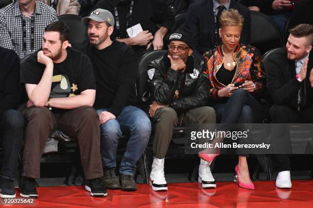Spike Lee and Jimmy Kimmel attend The 67th NBA All-Star Game: Team LeBron Vs. Team Stephen at Staples Center on February 18, 2018 in Los Angeles,...