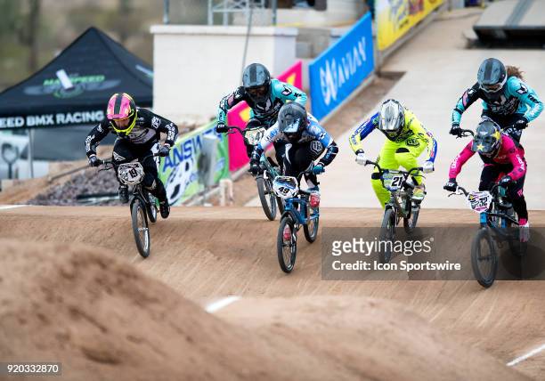 Factory Powerlite/DFR's Sabrina Bice , Yess BMX's Heather Collman , Pure Bicycle Company's Daina Tuchscherer of Canada , Ssquared Bicycles' Lauren...