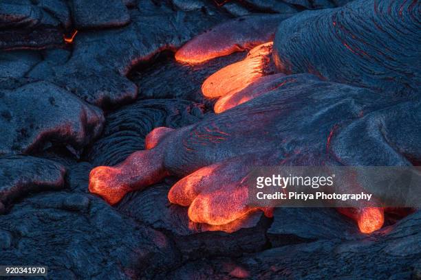 molten lava surface flow at big island - kalapana 個照片及圖片檔