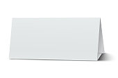 Horizontal elongate, oblong blank paper table card isolated
