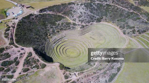 moray agricultural terraces. - moray inca ruin stock pictures, royalty-free photos & images