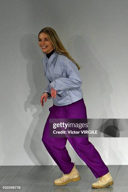 Fashion designer Marta Jakubowski walks the runway at the Marta Jakubowski Ready to Wear Fall/Winter 2018-2019 fashion show during London Fashion...