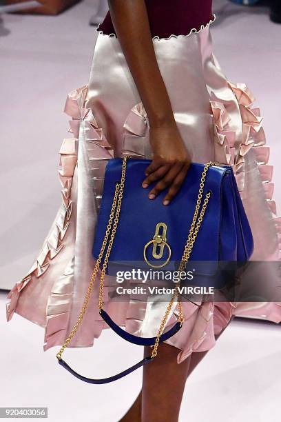 Model walks the runway at the Mulberry Ready to WEar Fall/Winter 2018-2019 fashion show during London Fashion Week February 2018 on February 16, 2018...