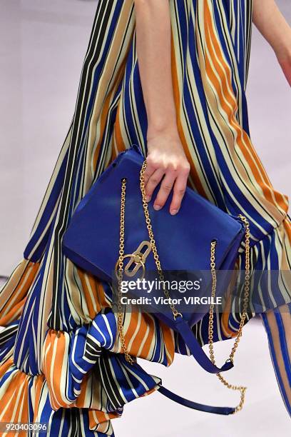 Model walks the runway at the Mulberry Ready to WEar Fall/Winter 2018-2019 fashion show during London Fashion Week February 2018 on February 16, 2018...