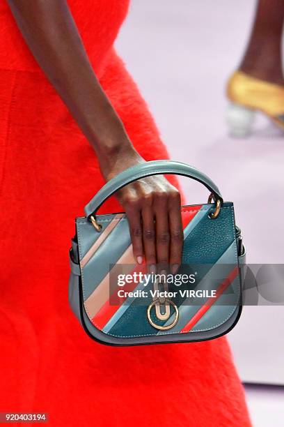 Model walks the runway at the Mulberry Ready to WEar Fall/Winter 2018-2019 fashion show during London Fashion Week February 2018 on February 16, 2018...