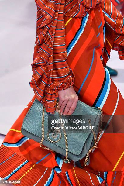 Model walks the runway at the Mulberry Ready to WEar Fall/Winter 2018-2019 fashion show during London Fashion Week February 2018 on February 16, 2018...