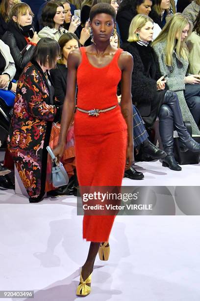 Model walks the runway at the Mulberry Ready to WEar Fall/Winter 2018-2019 fashion show during London Fashion Week February 2018 on February 16, 2018...