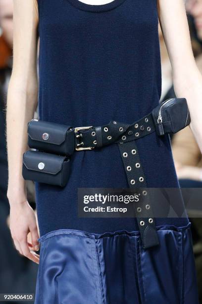 Bag details at the JW Anderson show during London Fashion Week February 2018 at Yeomanry House on February 17, 2018 in London, England.