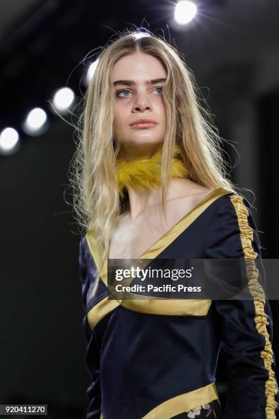 Model walks runway for Vivienne Hu Fall/Winter 2018 runway show during NY Fashion Week.