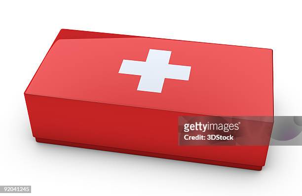 first aid kit on white background - red cross stock pictures, royalty-free photos & images