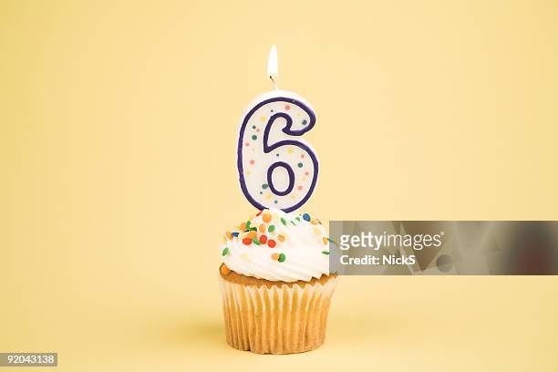 cupcake number series (6) - birthday cupcake stock pictures, royalty-free photos & images
