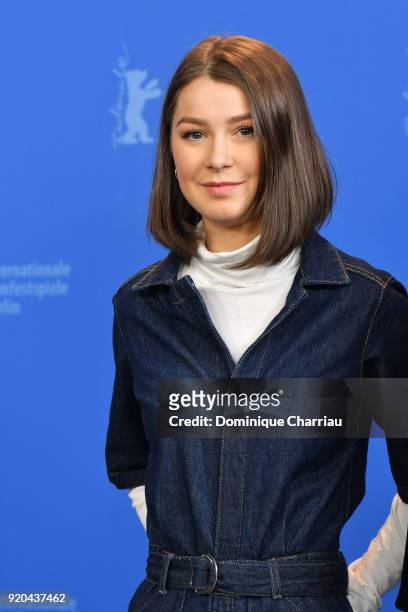 Actress Andrea Berntzen poses at the 'U - July 22' photo call during the 68th Berlinale International Film Festival Berlin at Grand Hyatt Hotel on...