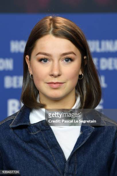 Actress Andrea Berntzen attends the 'U - July 22' press conference during the 68th Berlinale International Film Festival Berlin at Grand Hyatt Hotel...
