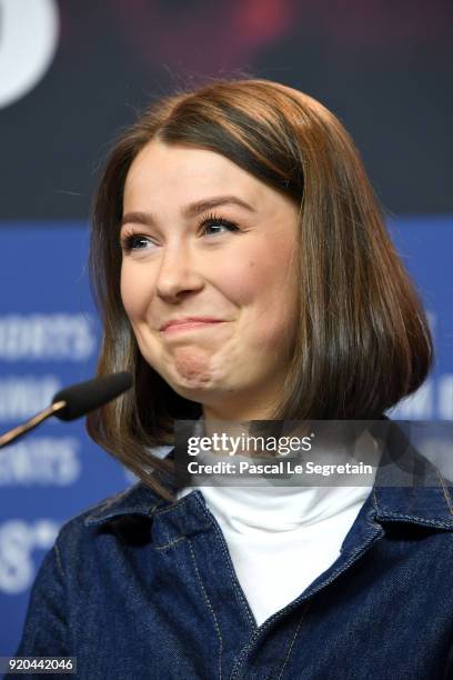 Actress Andrea Berntzen attends the 'U - July 22' press conference during the 68th Berlinale International Film Festival Berlin at Grand Hyatt Hotel...