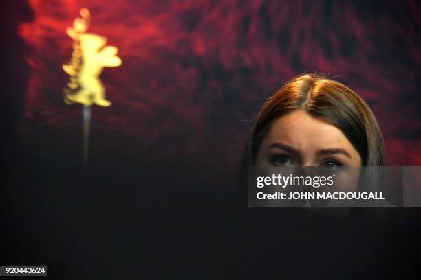 Actress Andrea Berntzen attends a press conference for the film "Utoya 22 juli" presented in competition during the 68th Berlinale film festival on...