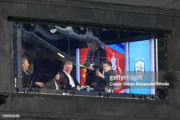 Paul Scholes gives the thumbs-up from the BT Sport television studio as he sits alongside fellow pundit Robbie Savage and presenter Jake Humphrey...
