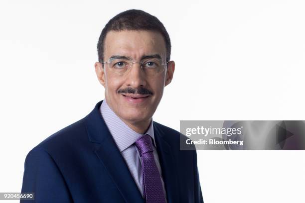 Bandar Bin Mohammed Al-Hajjar, chairman of the Islamic Development Bank, poses for a photograph following a Bloomberg Television interview in London,...