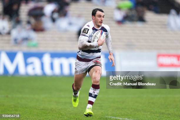 Nans Ducuing of Bordeaux during the French Top 14 match between Bordeaux Begles and Castres at Stade Chaban-Delmas on February 18, 2018 in Bordeaux,...