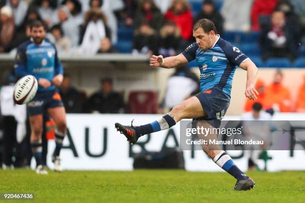 Benjamin Urdapilleta of Castres during the French Top 14 match between Bordeaux Begles and Castres at Stade Chaban-Delmas on February 18, 2018 in...