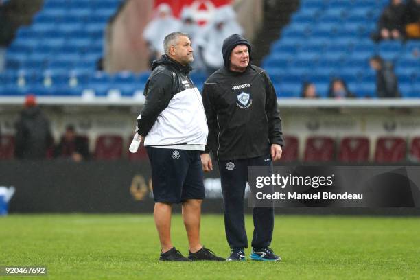 Head coach Christophe Urios of Castres during the French Top 14 match between Bordeaux Begles and Castres at Stade Chaban-Delmas on February 18, 2018...